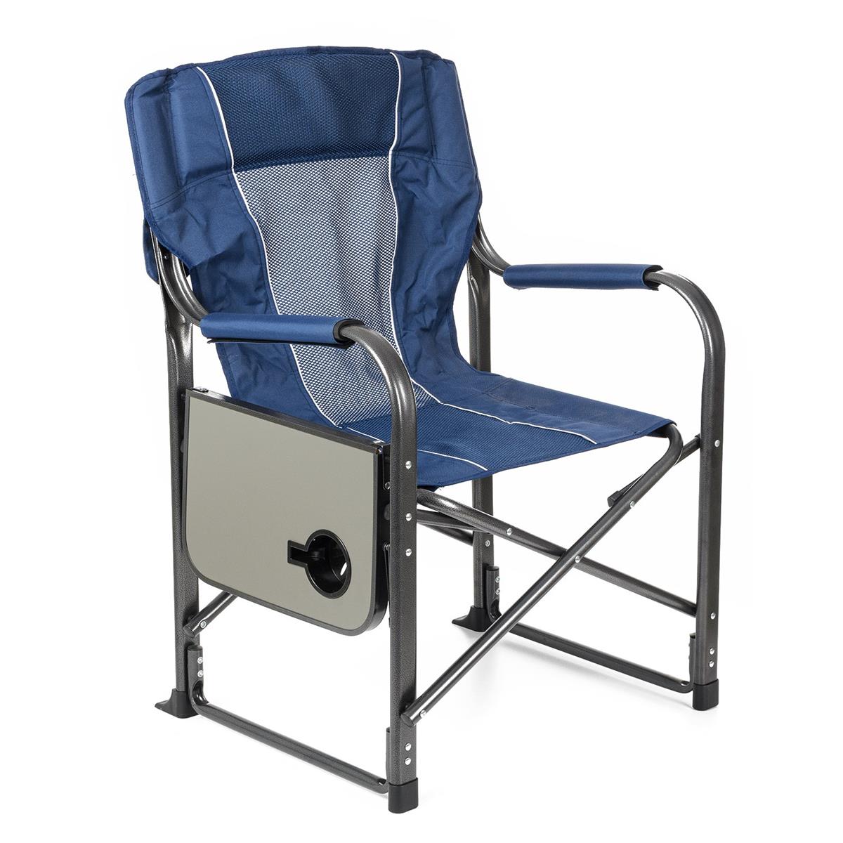 Katlanır Kamp Sandalyesi Sehpalı Fileli Yönetmen Koltuğu Mavi