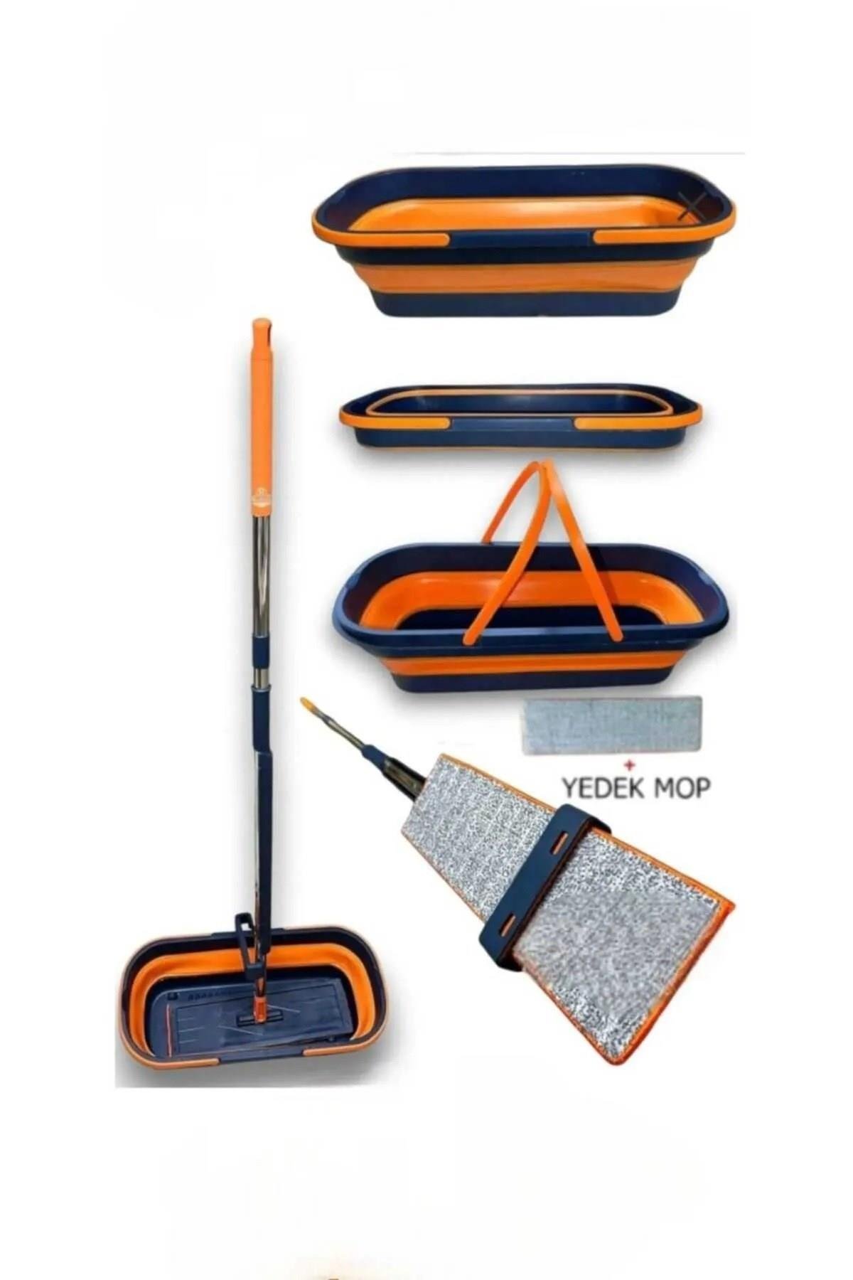 Kendinden Sıkmalı Katlanabilir Mop Seti 360 Derece Döner Başlık Yedek Bek Hediyeli