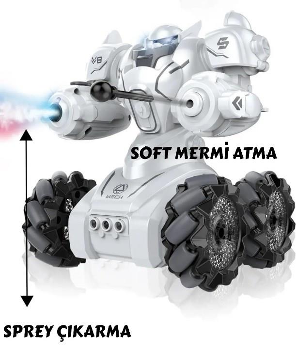 Kumandalı Işıklı Mermi Ve Buhar Atan Full Fonksiyon Robot Araba