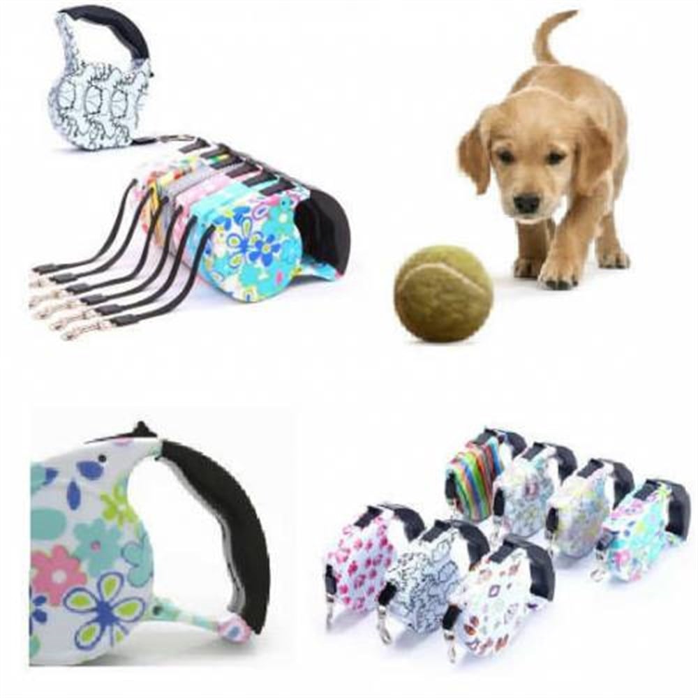 Makaralı Otomatik Köpek Tasması Desenli 5 Metre