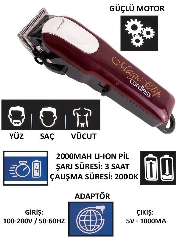 Moser Tipi Şarjlı Saç Sakal Kesme Traş Makinesi Traş Seti