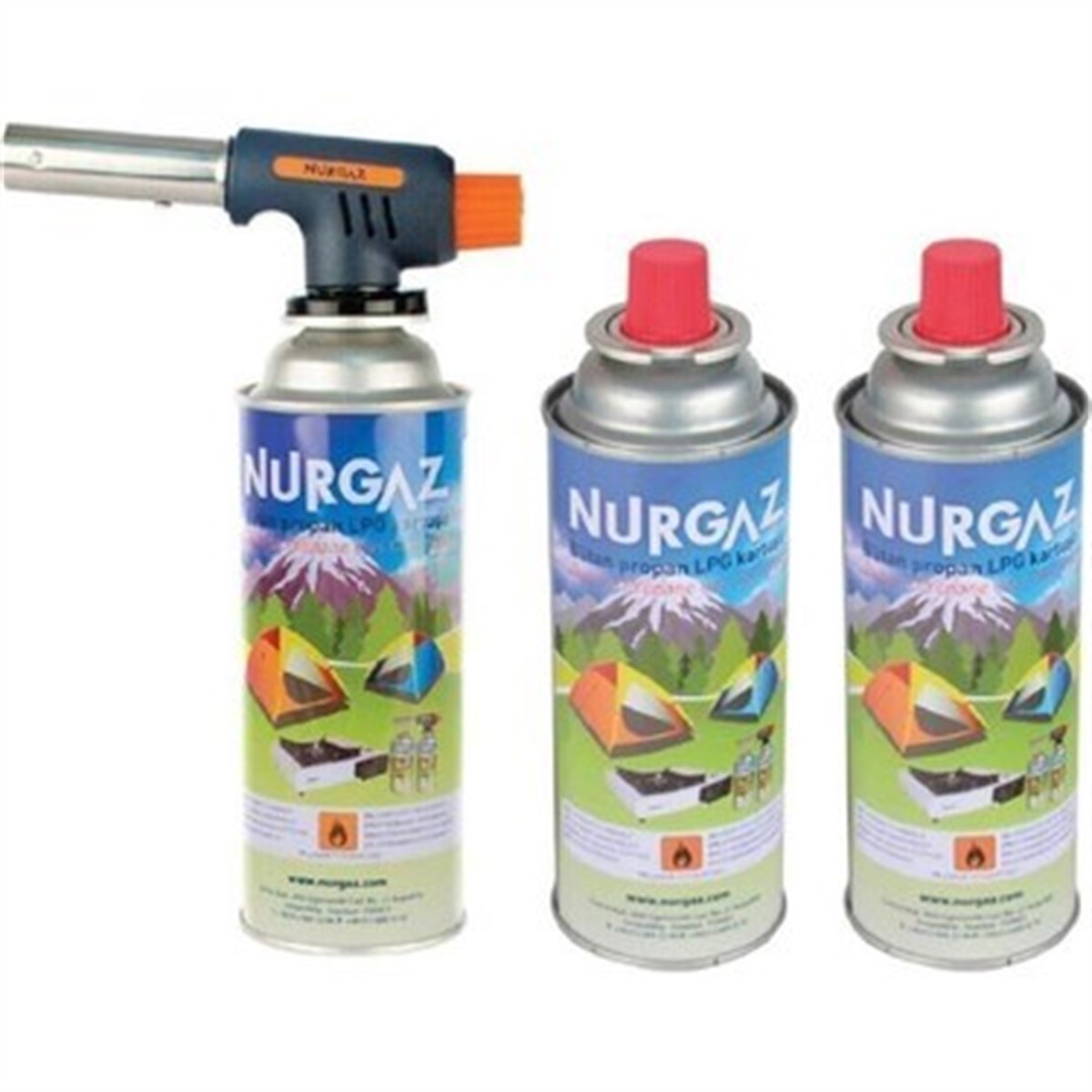 Nurgaz 3 Adet 220GR Kartuş Tüp Turbo Torch Pürmüz