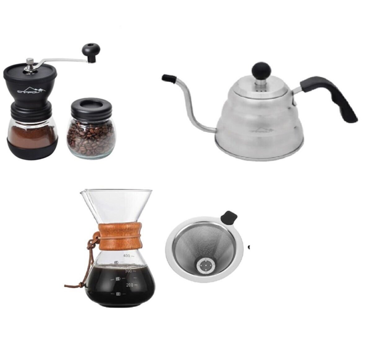 Nurgaz Compout Filtre Kahve Değirmen Demlik 3lü Set