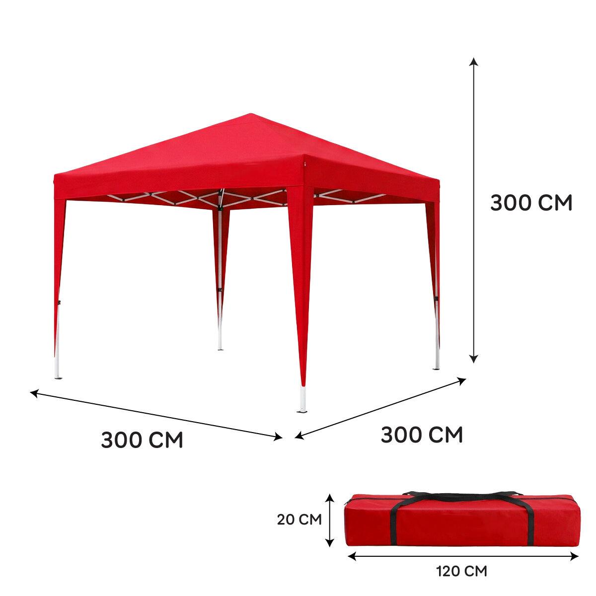 Otomatik Gazebo Çardak 300 X 300 Cm Tente Teras Bahçe Kamelyası Gölgelik Kırmızı