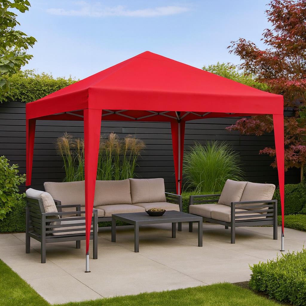 Otomatik Gazebo Çardak 300 X 300 Cm Tente Teras Bahçe Kamelyası Gölgelik Kırmızı