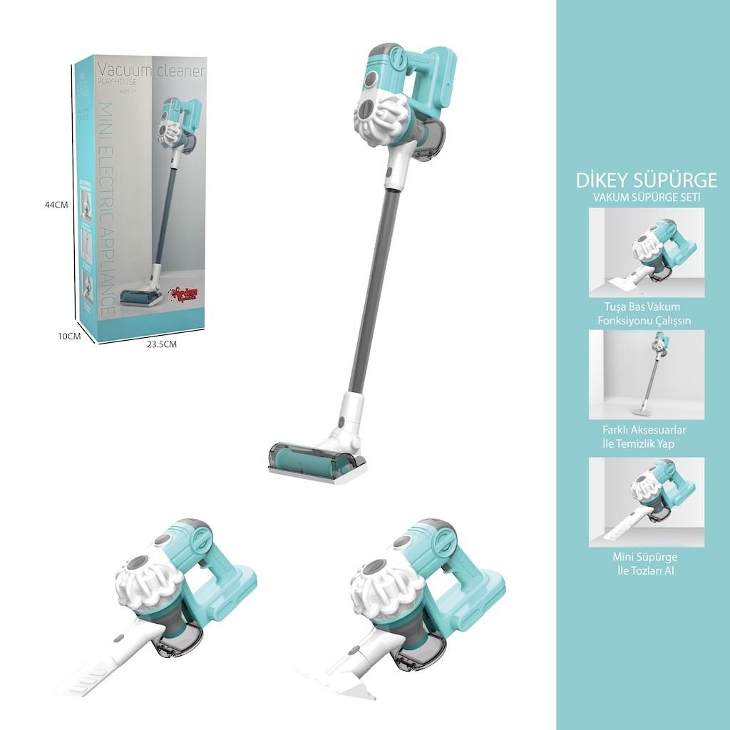 Oyuncak Elektrik Süpürgesi Dikey Yeşil-Gri (3 in1 )