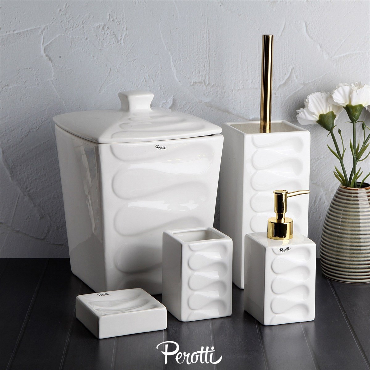 Perotti 160363 Leo 5 Parçalı Banyo Seti Beyaz