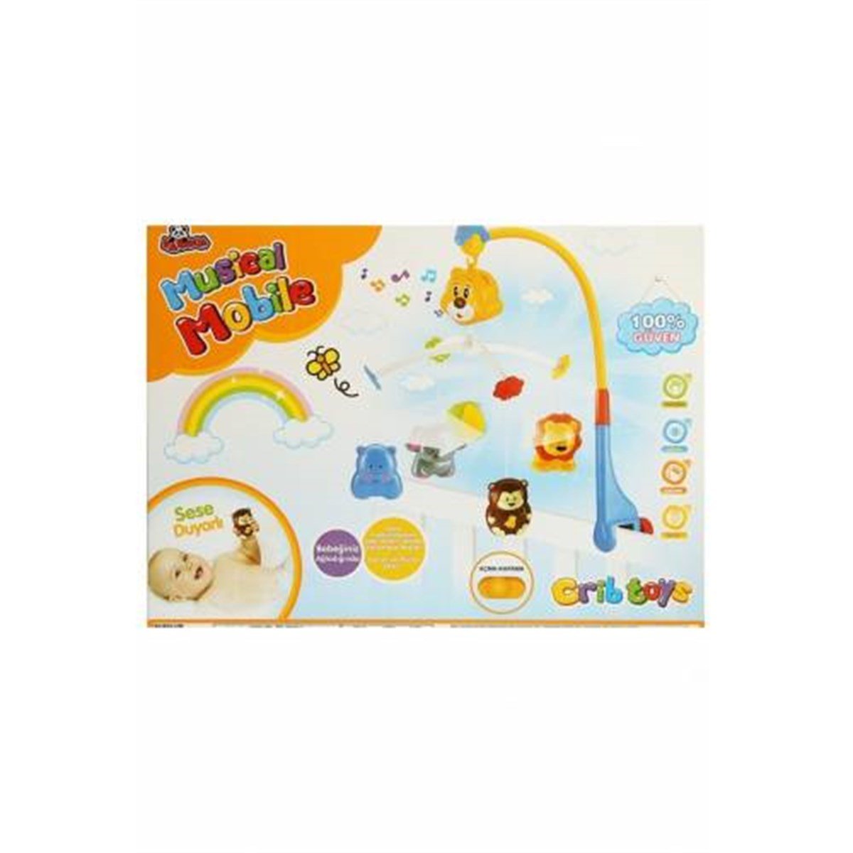 Sese Duyarlı Müzikli Hayvan Figürlü Dönence Bebek Uyku Arkadaşı