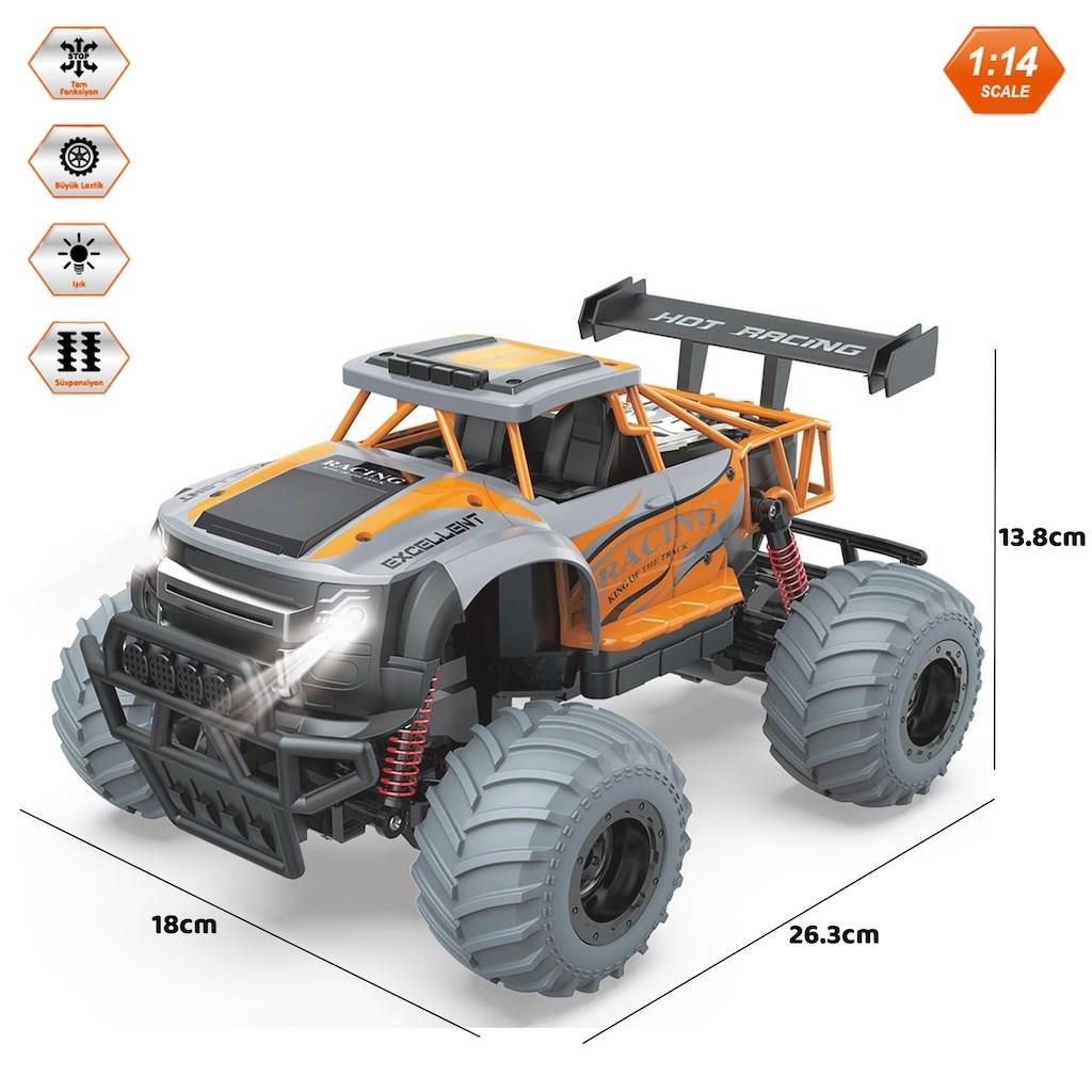Uzaktan Kumandalı Full Fonksiyon 1:14 Şarjlı 2.4G Off-Road Araba Turuncu