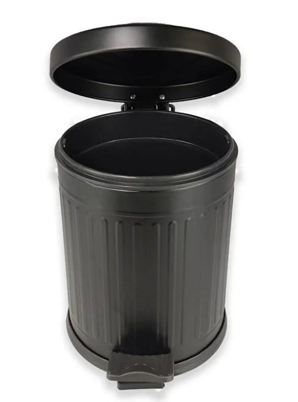 Vintage 5 Lt Yavaş Kapanır Kapaklı Ofis Mutfak Banyo Balkon Çöp Kovası Siyah