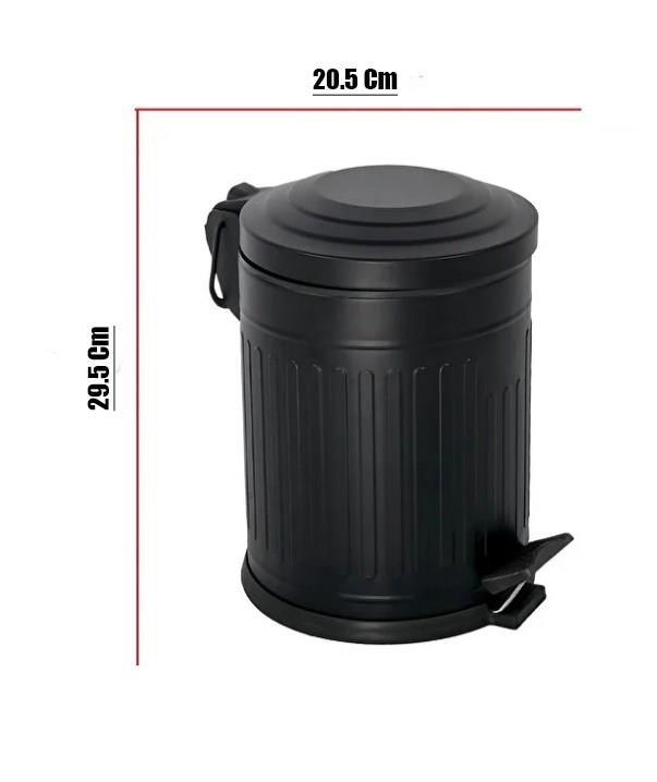 Vintage 5 Lt Yavaş Kapanır Kapaklı Ofis Mutfak Banyo Balkon Çöp Kovası Siyah