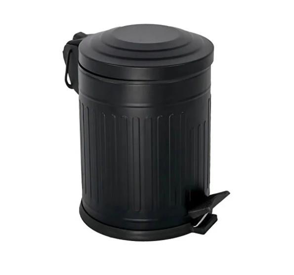 Vintage 5 Lt Yavaş Kapanır Kapaklı Ofis Mutfak Banyo Balkon Çöp Kovası Siyah