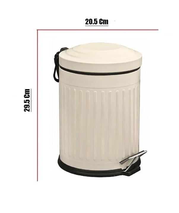 Vintage 5 Lt Yavaş Kapanır Kapaklı Ofis Mutfak Banyo Balkon Çöp Kovası Krem