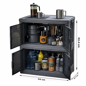 110 Litre 2 Katlı Portatif Katlanabilir Kamp Mutfak Dolabı Kapaklı Dolap Kamp Mutfağı Füme