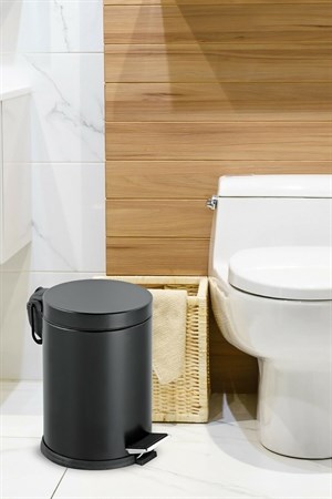 12 Litre Paslanmaz Pedallı Siyah Çöp Kovası Ev Ofis Banyo Mutfak