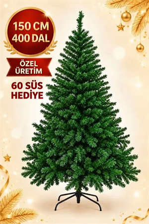 150 Cm Lüks Yılbaşı Ağacı 400 Dallı Özel Üretim Yeni Sezon Noel Ağacı Yılbaşı Çam Ağacı 60 Süs Hediyeli