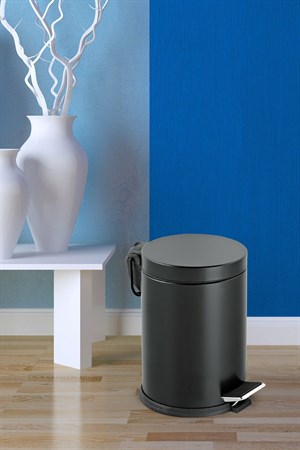 16 Litre Paslanmaz Pedallı Siyah Çöp Kovası Ev Ofis Banyo Mutfak