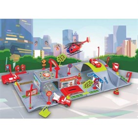 2 Üniteli İtfaiye Garaj Seti - 5 Araçlı