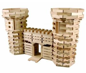 200 Parça Ahşap Yapı Blokları Wood City Blocks Doğal Ahşap Eğitici Oyuncak