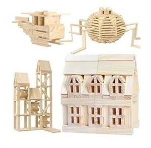 200 Parça Ahşap Yapı Blokları Wood City Blocks Doğal Ahşap Eğitici Oyuncak