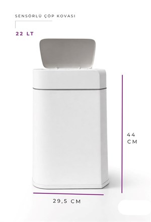 22 Litre Kızıl Ötesi Sensörlü Otomatik Çöp Kovası Ofis Mutfak Banyo Antibakteriyel Çöp Kovası