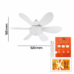 2İN1 Tavan Vantilatörü 3 Işıklı Ve 3 Hız Modu Kumandalı Aydınlatma Fan Avize