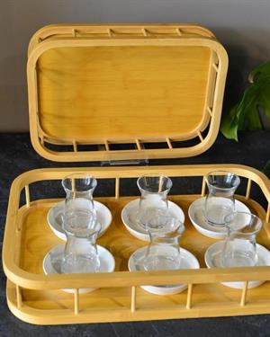 2Li Bambu Tepsi Çay Servis Sunum Tepsisi Tepsi Seti Servis Tepsisi