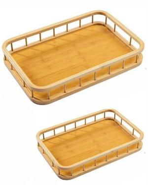 2Li Bambu Tepsi Çay Servis Sunum Tepsisi Tepsi Seti Servis Tepsisi