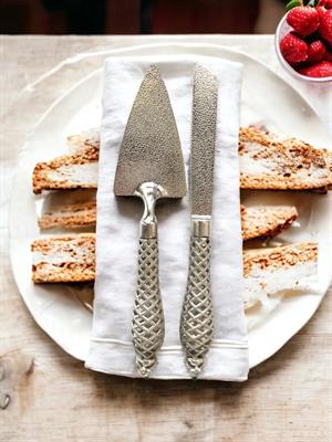 2li Lüks Pasta Bıçak Ve Spatula Seti Özel Günler İçin Pasta Seti Gümüş