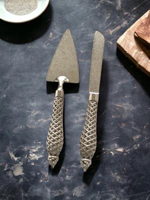 2li Lüks Pasta Bıçak Ve Spatula Seti Özel Günler İçin Pasta Seti Gümüş