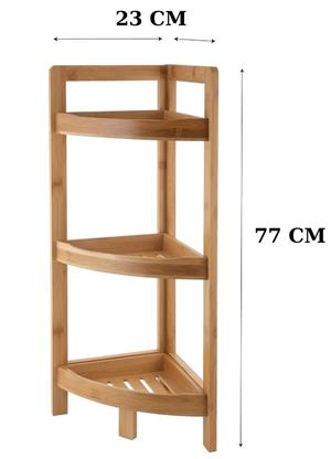 3 Katlı Bambu Köşe Rafı Banyo Mutfak Balkon Çiçek Düzenleyici Bambu Raf