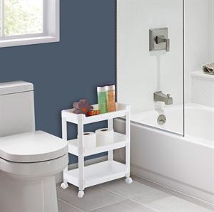 3 Katlı Portatif Mutfak Banyo Düzenleyici Tekerlekli Geniş Organizer Raf Beyaz