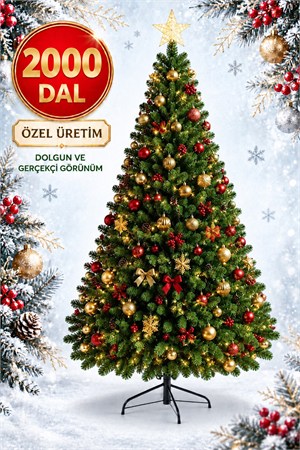 300 Cm Lüks Yılbaşı Ağacı 2000 Sık Dallı Gerçekçi Görünümlü Noel Ağacı Yılbaşı Çam Ağacı