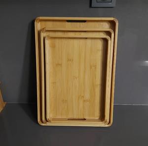 3lü Bambu Lüks Servis Tepsisi 3 Boy Çay- Kahve Sunum Tepsisi