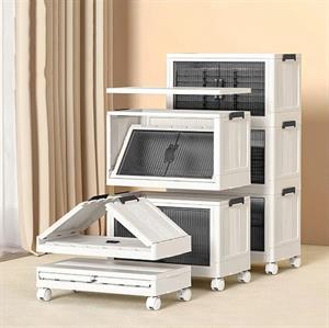 4 Katlı Portatif Dolap Çok Amaçlı Tekerlekli Mutfak Banyo Dolabı Kahve