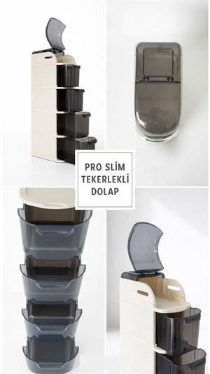 5 Katlı Portatif Dolap Çok Amaçlı Tekerlekli Banyo Dolabı Şeffaf Kapaklı Düzenleyici 