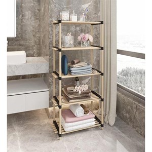 5 Raflı Çok Amaçlı Modüler Ahşap Raf Çiçeklik Vidasız Montaj 