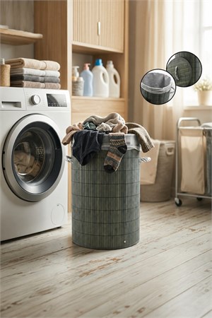 50 Litre Bambu Kirli Çamaşır Sepeti Modern Tasarım Çamaşır Sepeti Oyuncak Kutusu