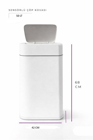 50 Litre Kızıl Ötesi Sensörlü Otomatik Çöp Kovası Ofis Mutfak Banyo Antibakteriyel Çöp Kovası Beyaz