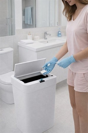 50 Litre Kızıl Ötesi Sensörlü Otomatik Çöp Kovası Ofis Mutfak Banyo Antibakteriyel Çöp Kovası Beyaz