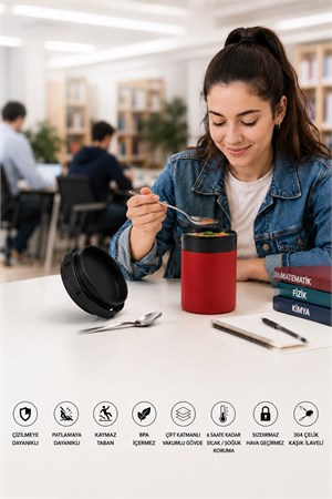 550 ML Paslanmaz Çelik Sızdırmaz Termos Yemek Taşıma Kabı / Sefer Tası Beslenme Kutusu