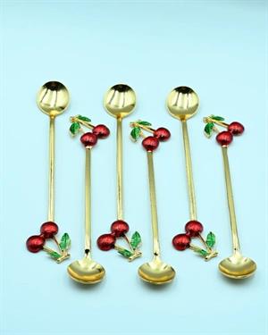 6lı Kaşık Seti Kiraz Çay Kahve Kaşığı Set Sunumluk
