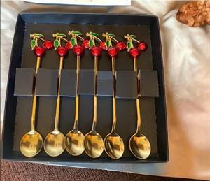 6lı Kaşık Seti Kiraz Çay Kahve Kaşığı Set Sunumluk