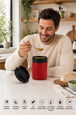 850 ML Paslanmaz Çelik Sızdırmaz Termos Yemek Taşıma Kabı / Sefer Tası Beslenme Kutusu