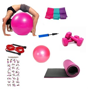 8li Pilates Seti Top 16 Mm Mat İp Dambıl Lastik Pompa