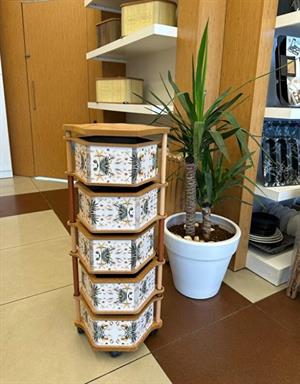 Ahşap Altıgen Sebzelik 5 Katlı Yana Açılır Patates Soğan Tekerlekli Sebzelik Deniz