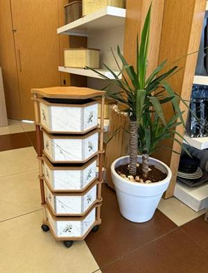 Ahşap Altıgen Sebzelik 5 Katlı Yana Açılır Patates Soğan Tekerlekli Sebzelik Zeytin