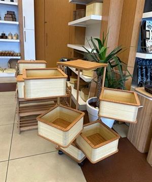 Ahşap Kare Sebzelik 5 Katlı Yana Açılır Patates Soğan Tekerlekli Sebzelik