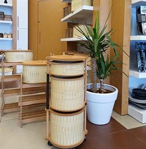 Ahşap Yuvarlak Tekerlekli Sebzelik 3 Katlı Yana Açılır Patates Soğan Sarımsak Krem