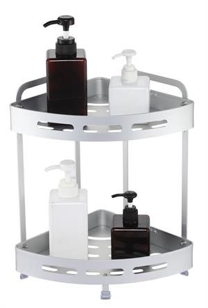 Alüminyum Paslanmaz 2 Katlı Banyo Köşe Rafı Banyo Düzenleyici Organizer